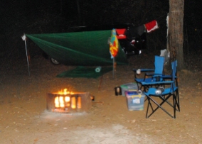 our improvised campsite — a new adventure